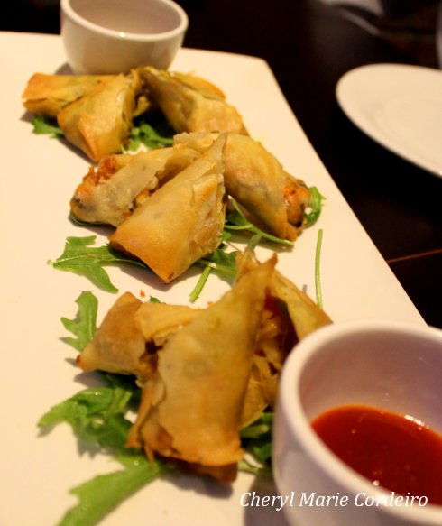 Spring rolls, deep fried, The Blue Frog, SWFC, Shanghai. 