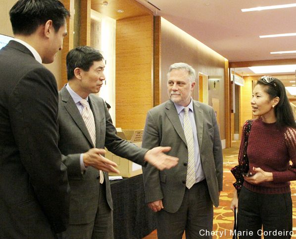 Responsible Business Forum (RBF) 2016, Marina Bay Sands, Singapore. L-R: Kevin Teng, Haoliang Xu, Tony Gourlay, Cheryl Marie Cordeiro.